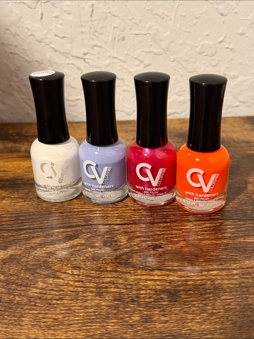 CV Professional Nail Polish Set — White, Lavender, Pink, Orange